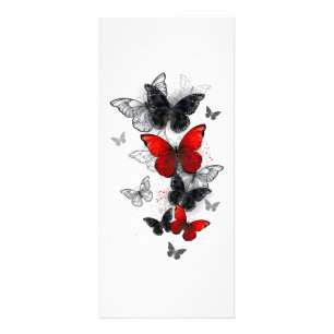 Flying Black and Red Morpho Butterflies Rack Card