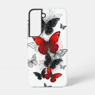 Flying Black and Red Morpho Butterflies Samsung Galaxy Case