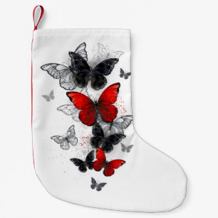 Flying Black and Red Morpho Butterflies Small Christmas Stocking