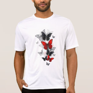 Flying Black and Red Morpho Butterflies T-Shirt