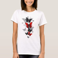 Flying Black and Red Morpho Butterflies