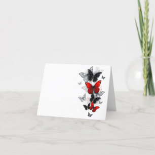 Flying Black and Red Morpho Butterflies Thank You Card