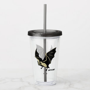 Flying Black Bat Personalised Acrylic Tumbler