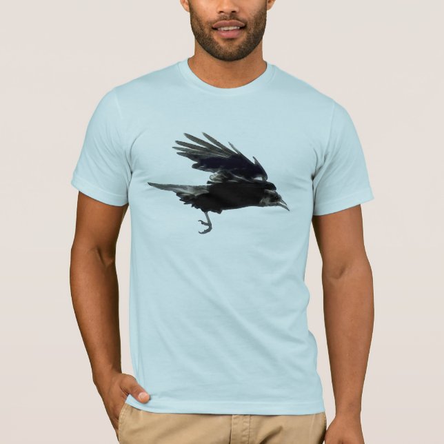 Flying Black CROW (Raven) Art T-Shirt (Front)