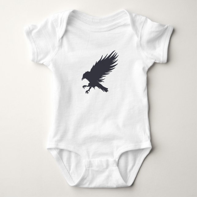 Flying black raven - Choose background color Baby Bodysuit (Front)