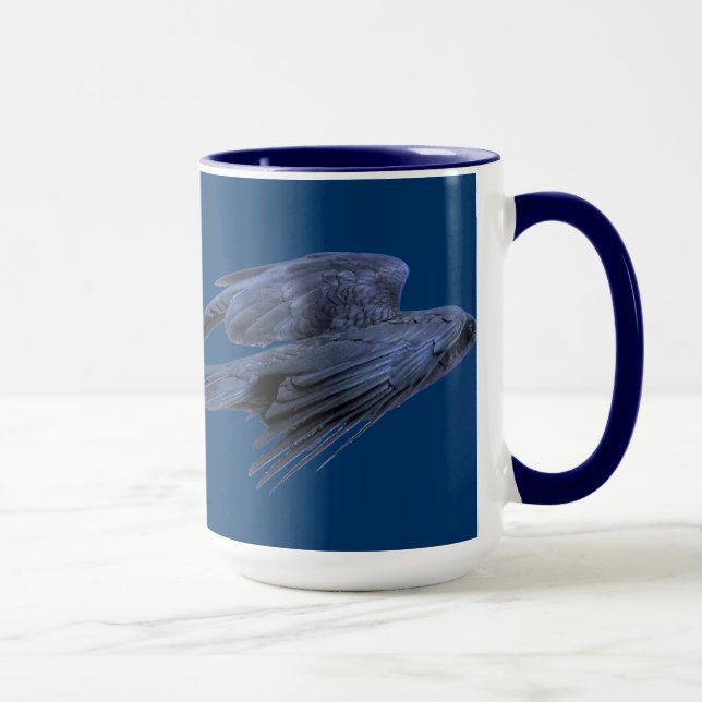 Flying Black Raven Gothic, Celtic, Wiccan Mug (Right)