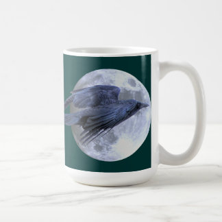 Flying Black Raven & Moon Celtic, Wiccan Coffee Mug
