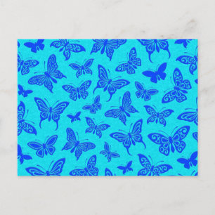 Flying Blue Butterflies Pattern Postcard