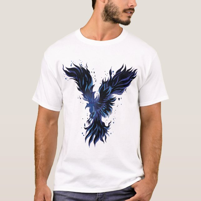 Flying Blue Phoenix Bird Graphic T-Shirt - classic (Front)