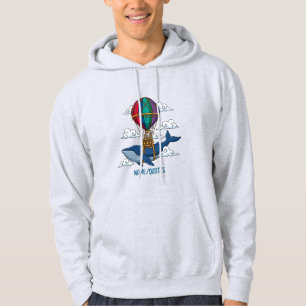 Flying Blue Whale with Hot Air Balloon Hoodie