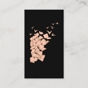 Flying Book Birds Library Bookworm Business Card
