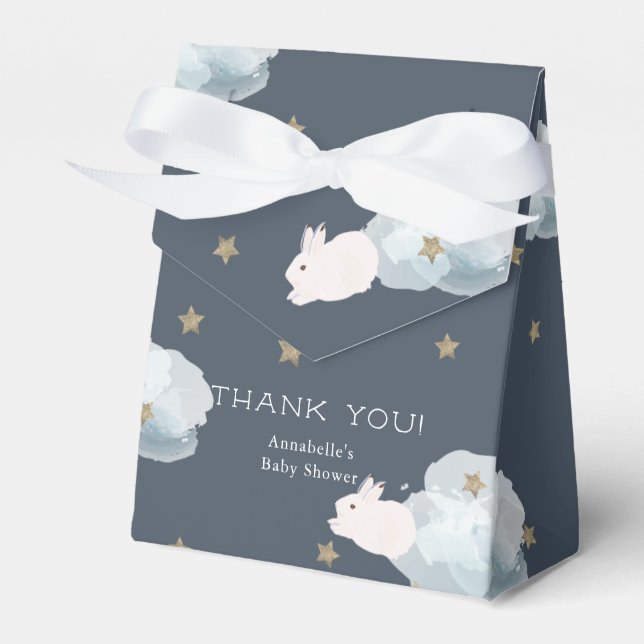Flying Bunny Star & Cloud Baby Shower Gift Box (Front Side)