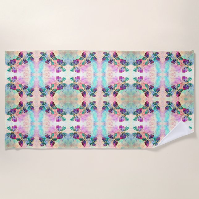 Flying Butterflies Beach Towel (Front)
