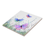 Flying Butterflies Ceramic Tile Spring Joy<br><div class="desc">Ceramic Tiles with Spring Colourful Butterflies Flying in Nature Watercolor Painting Butterfly and Flowers - Choose / Add Your Favourite Text / Colour - Make Your Unique Tile Gift - Resize and move or remove and add elements with customisation tool ! - Drawing and Design by MIGNED. You can also...</div>