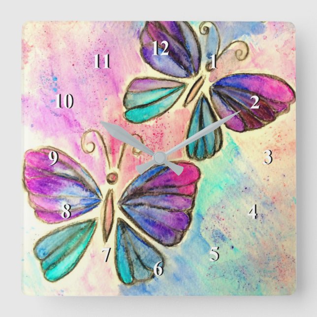 Flying Butterflies Clocks - Watercolor (Front)