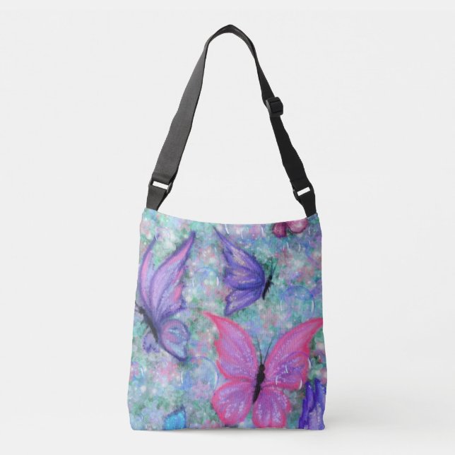 Flying Butterflies Crossbody Bag (Front)