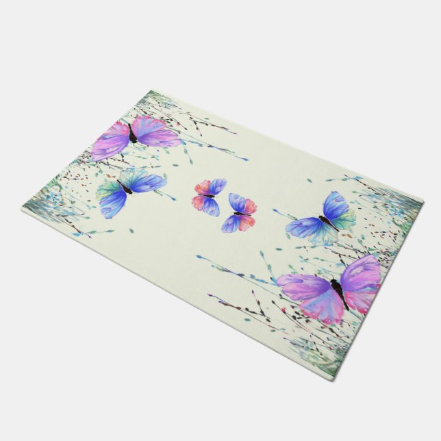 Flying Butterflies Doormat Spring Joy (Angled)