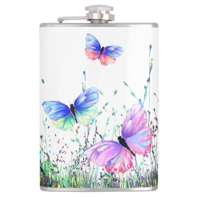 Flying Butterflies Flask (Front)