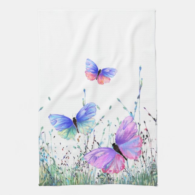 Flying Butterflies Kitchen Towel Spring Joy (Vertical)