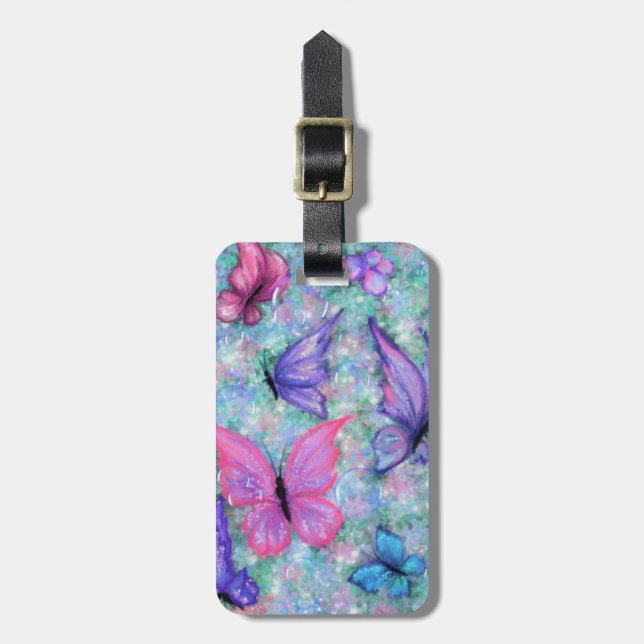 Flying Butterflies Luggage Tag (Front Vertical)