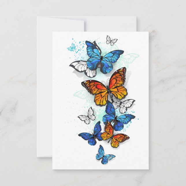Flying Butterflies Morpho and Monarch (Front)
