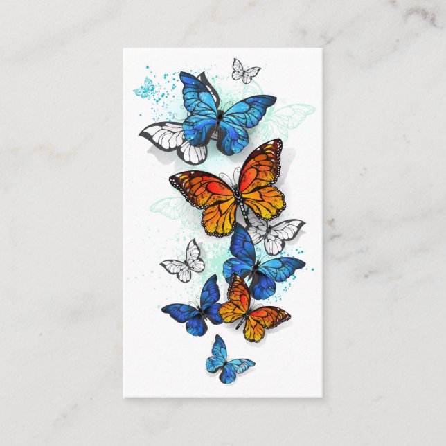 Flying Butterflies Morpho and Monarch Appointment Card (Front)