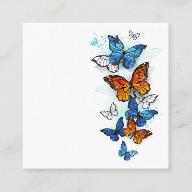 Flying Butterflies Morpho and Monarch Appointment Card (Front)