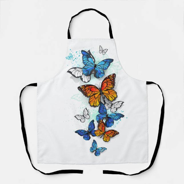 Flying Butterflies Morpho and Monarch Apron (Front)