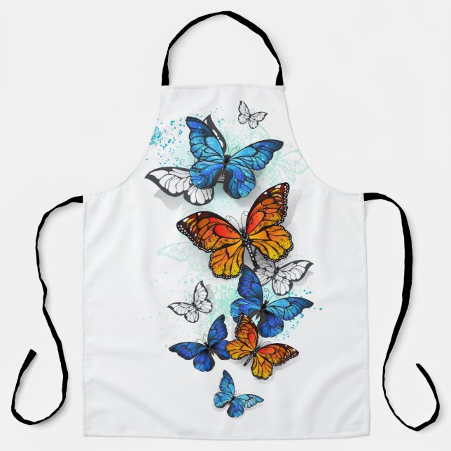 Flying Butterflies Morpho and Monarch Apron (Front)
