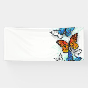 Flying Butterflies Morpho and Monarch Banner