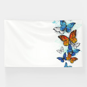 Flying Butterflies Morpho and Monarch Banner