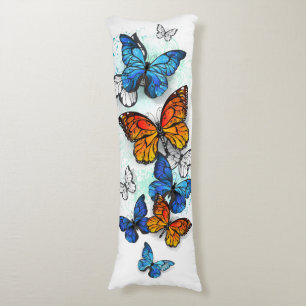 Flying Butterflies Morpho and Monarch Body Cushion