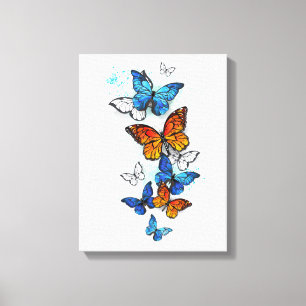 Flying Butterflies Morpho and Monarch Canvas Print