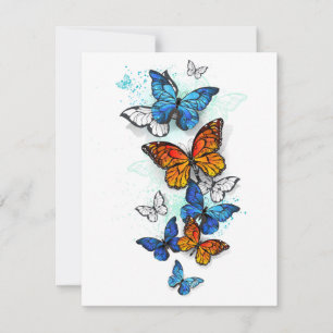 Flying Butterflies Morpho and Monarch Card