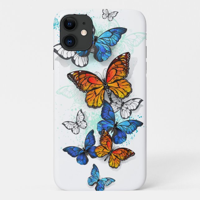 Flying Butterflies Morpho and Monarch Case-Mate iPhone Case (Back)