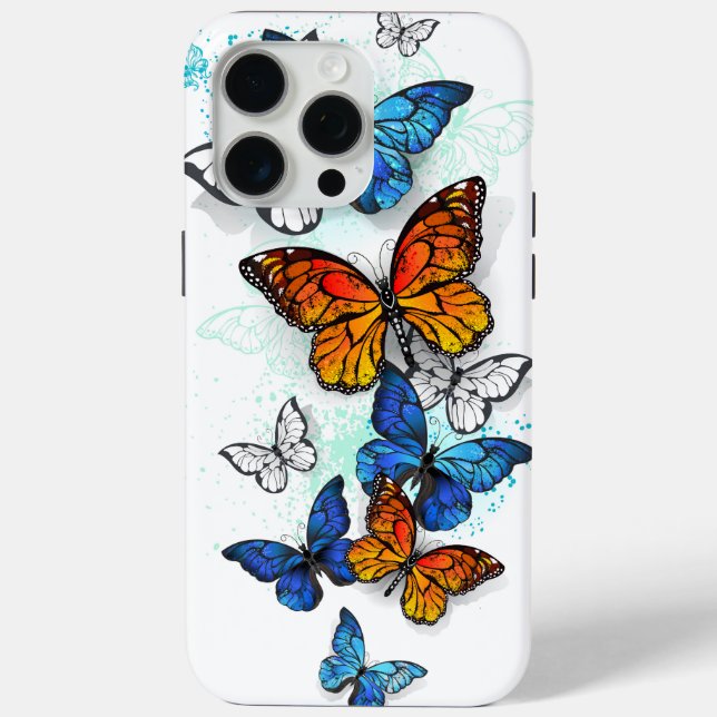 Flying Butterflies Morpho and Monarch Case-Mate iPhone Case (Back)