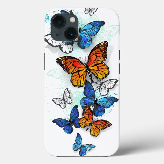 Flying Butterflies Morpho and Monarch Case-Mate iPhone Case (Back)