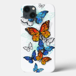 Flying Butterflies Morpho and Monarch iPhone 13 Case