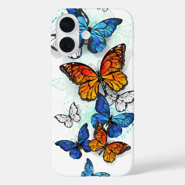 Flying Butterflies Morpho and Monarch Case-Mate iPhone Case (Back)