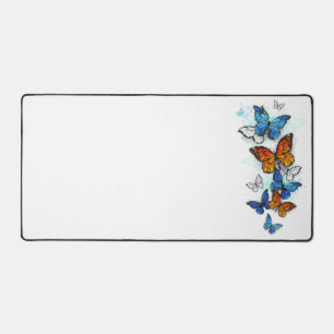 Flying Butterflies Morpho and Monarch Desk Mat