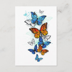 Flying Butterflies Morpho and Monarch Enclosure Card
