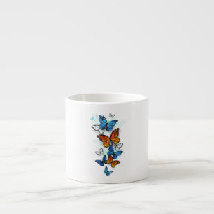 Flying Butterflies Morpho and Monarch Espresso Cup