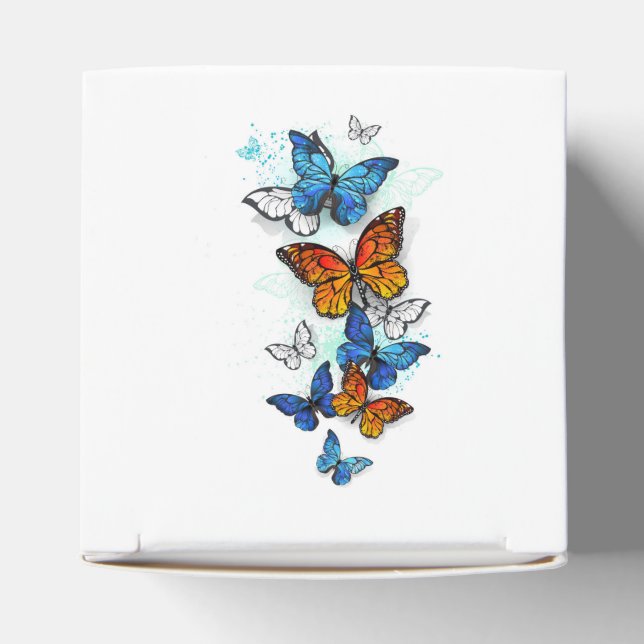 Flying Butterflies Morpho and Monarch Favour Box (Top)