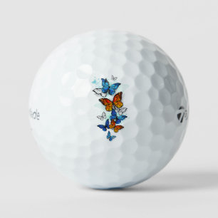 Flying Butterflies Morpho and Monarch Golf Balls