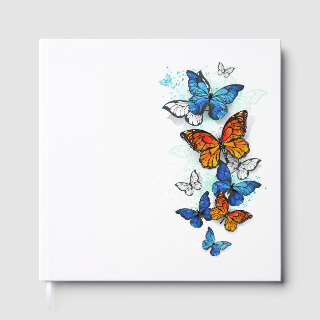 Flying Butterflies Morpho and Monarch Guest Book (Front)