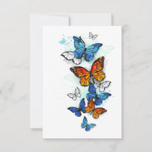 Flying Butterflies Morpho and Monarch Invitation
