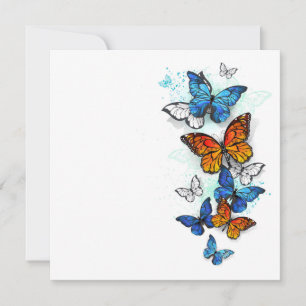 Flying Butterflies Morpho and Monarch Invitation