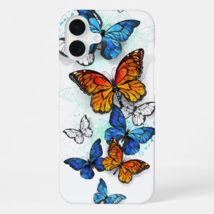 Flying Butterflies Morpho and Monarch iPhone 16 Plus Case