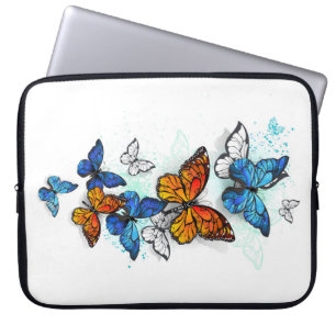 Flying Butterflies Morpho and Monarch Laptop Sleeve