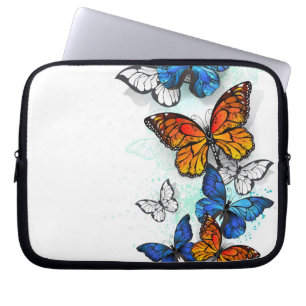 Flying Butterflies Morpho and Monarch Laptop Sleeve